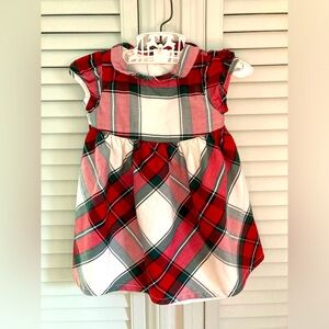Carter's Short Sleeve Plaid Collared Holiday Dress Christmas Girls 12 Months